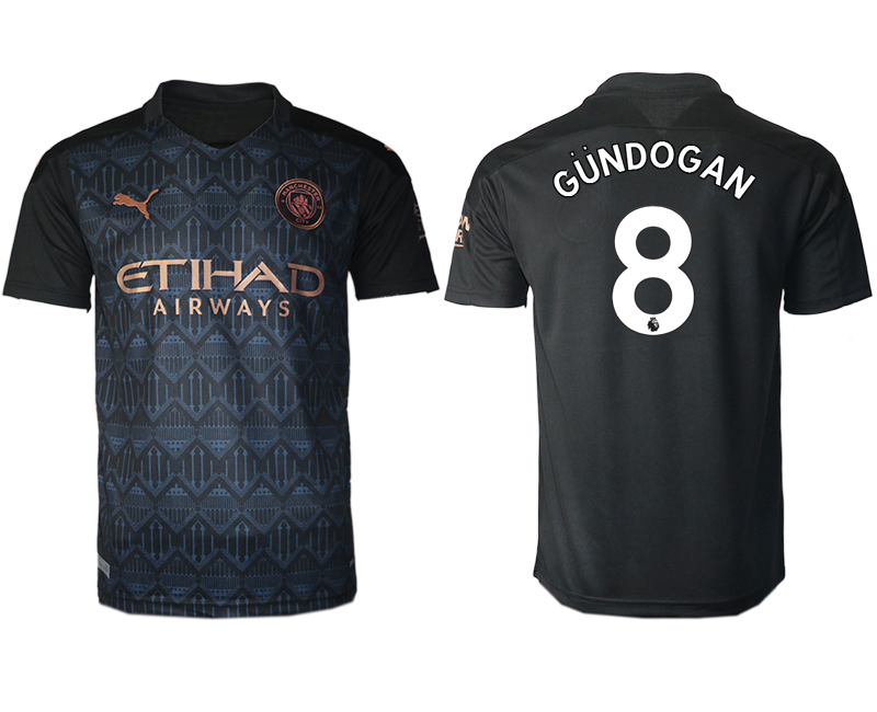 Men 2020-2021 club Manchester City away aaa version #8 black Soccer Jerseys
